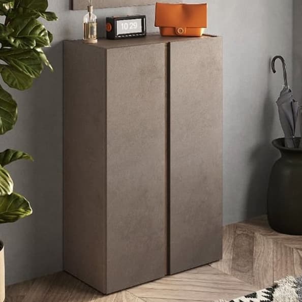 Flint Narrow Wooden Shoe Cabinet 2 Doors In Bronze Mercure Oak