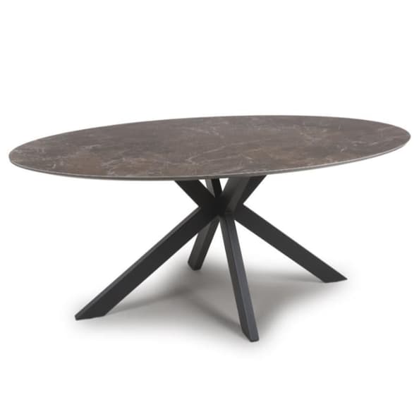 Gabri Sintered Stone Oval Dining Table In Black