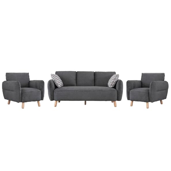 Gunnison Fabric 3+1+1 Seater Sofa Set In Dark Grey