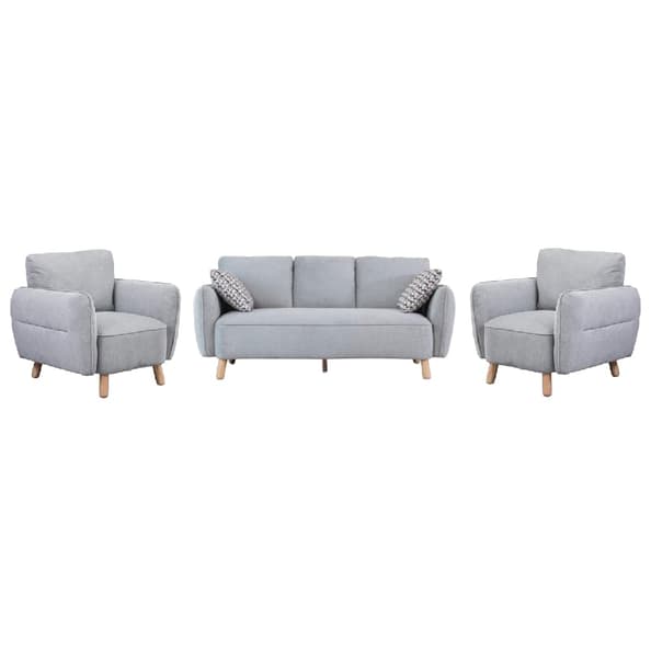 Gunnison Fabric 3+1+1 Seater Sofa Set In Light Grey