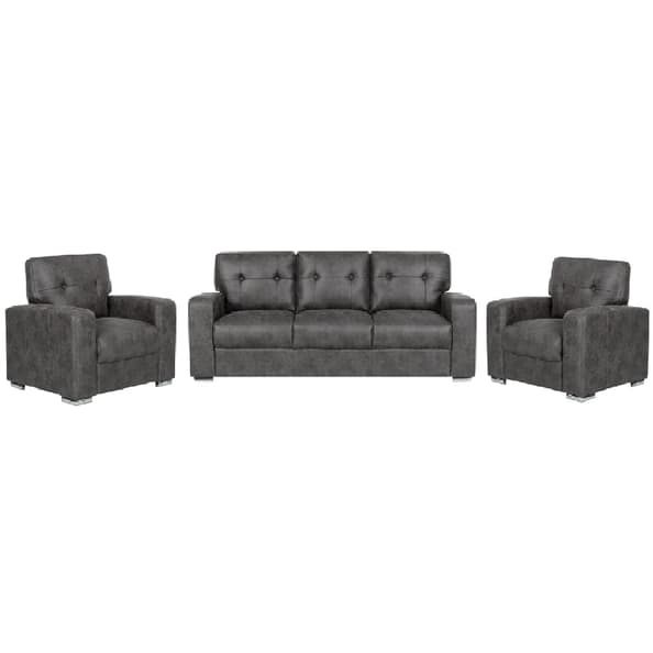Hobart Fabric 3+1+1 Seater Sofa Set In Dark Grey