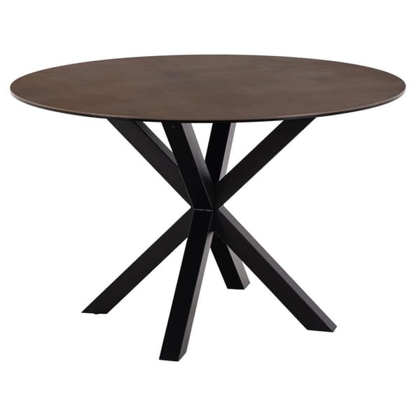 Hyeres Ceramic Round Dining Table In Rusty Brown Lemco