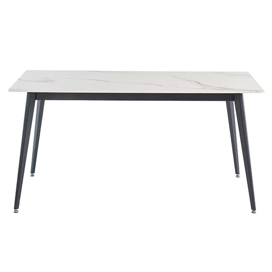 Inbar 160cm Marble Dining Table In Kass Gold With Black Legs