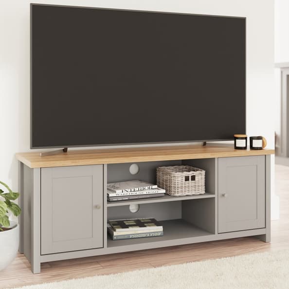 Loftus Wooden TV Stand With 2 Doors In Grey And Oak