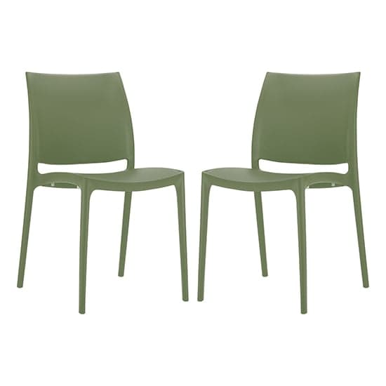 Mesa Olive Green Polypropylene Dining Chairs In Pair