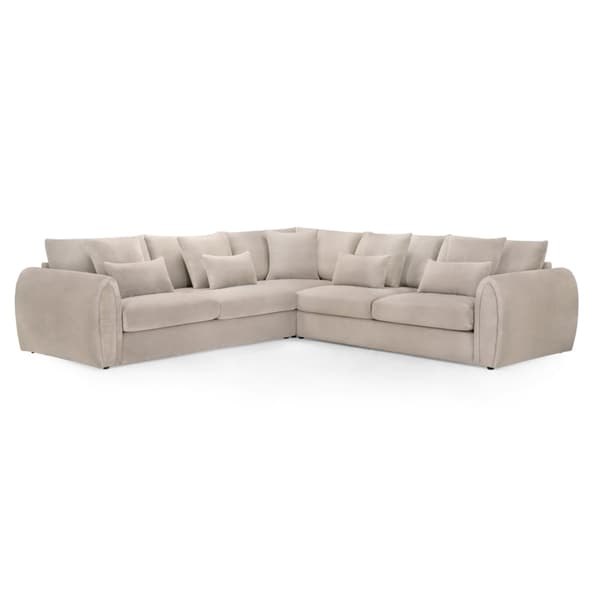 Millburn Plush Velvet Corner Sofa In Mocha