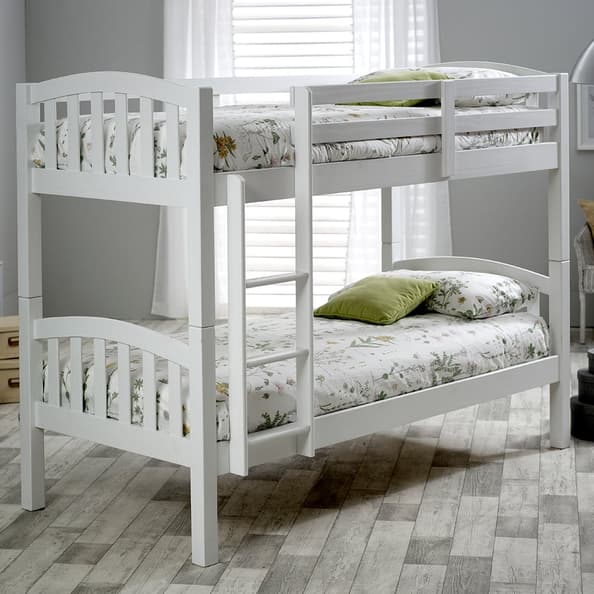 Myrtle Wooden Bunk Bed With Ladder In White