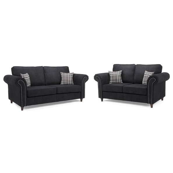 Oakley Fabric 3+2 Seater Sofa Set In Charcoal