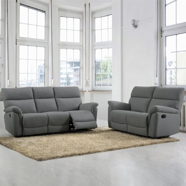 Payson Fabric Recliner 3+2 Seater Sofa Set In Anthracite