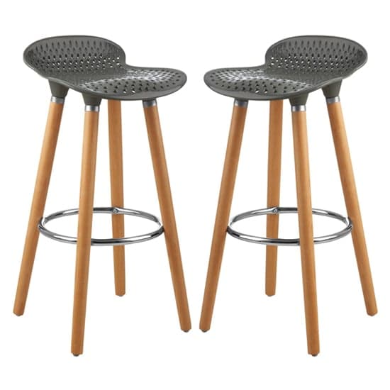 Porrima Matte Grey Plastic Seat Bar Stools In Pair