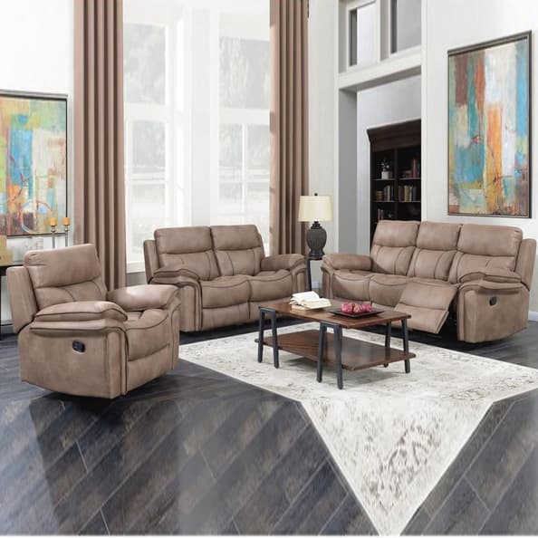 Rasalas Fabric Recliner Sofa Suite In Sahara