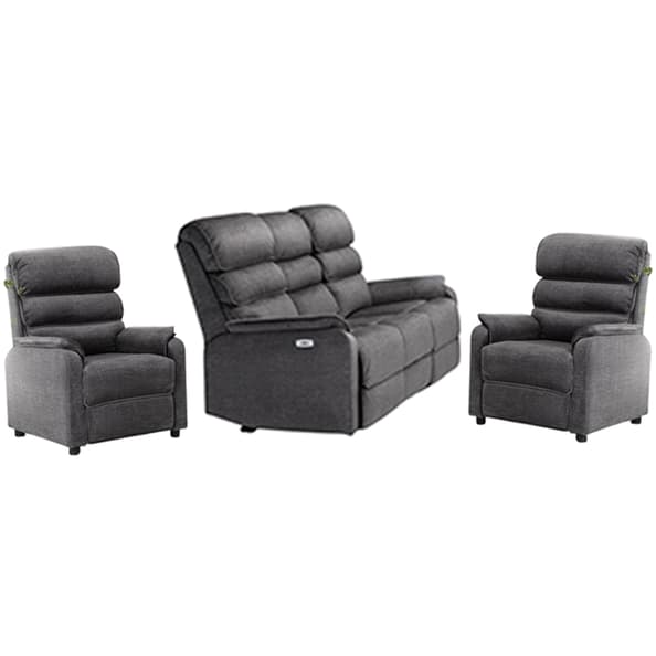 Sanur Fabric 3+1+1 Seater Sofa Set In Grey