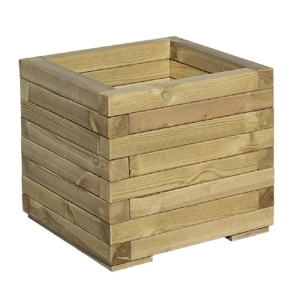 Sawrey Wooden Garden Square Patio Planter In Natural