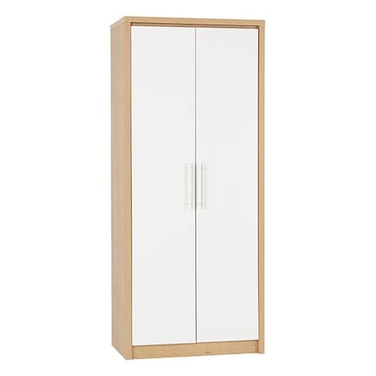 Samaira Wardrobe In White High Gloss With 2 Doors