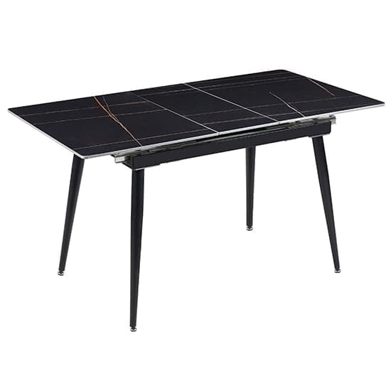 Sion Sintered Ceramic Stone Extending Dining Table In Black Effect