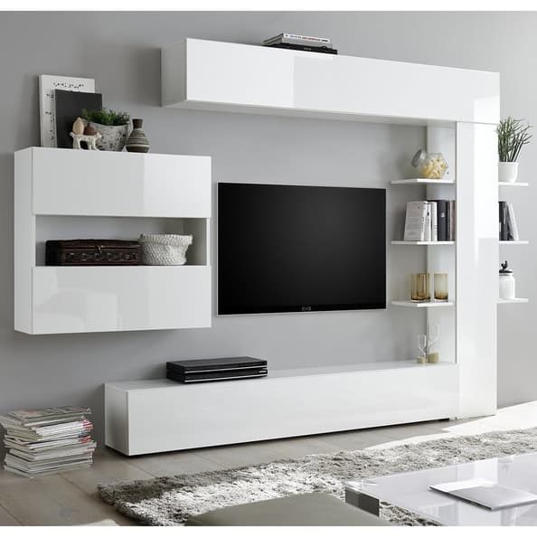 Solana High Gloss Wall Entertainment Unit In White