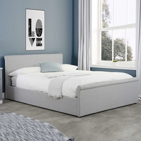Stratos Fabric Ottoman Storage Double Bed In Grey