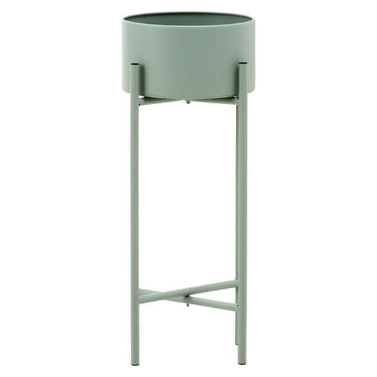 Tavira Small Metal Floor Standing Planter In Green