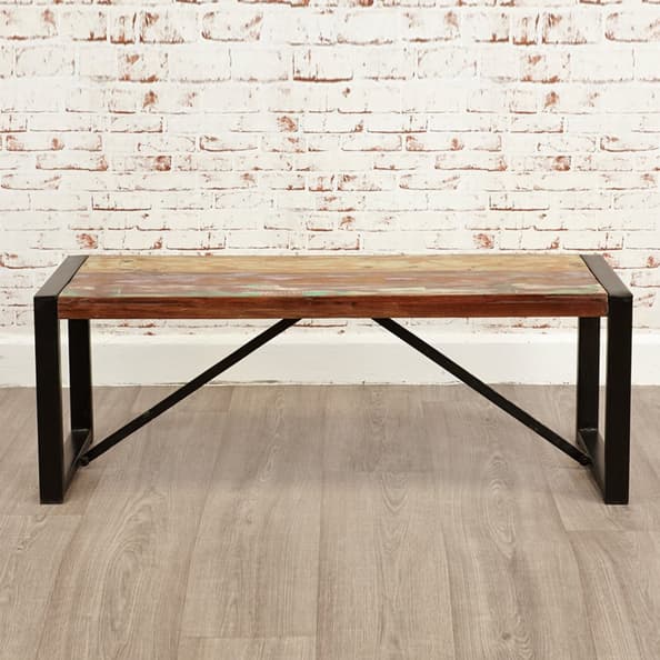Utica Small Wooden Rectangular Dining Bench In Satin Lacquer