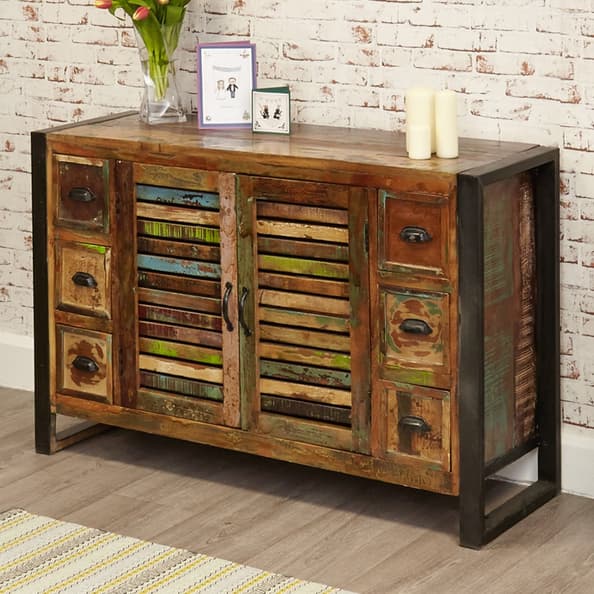 Utica Wooden Sideboard With 2 Doors 6 Drawers In Satin Lacquer