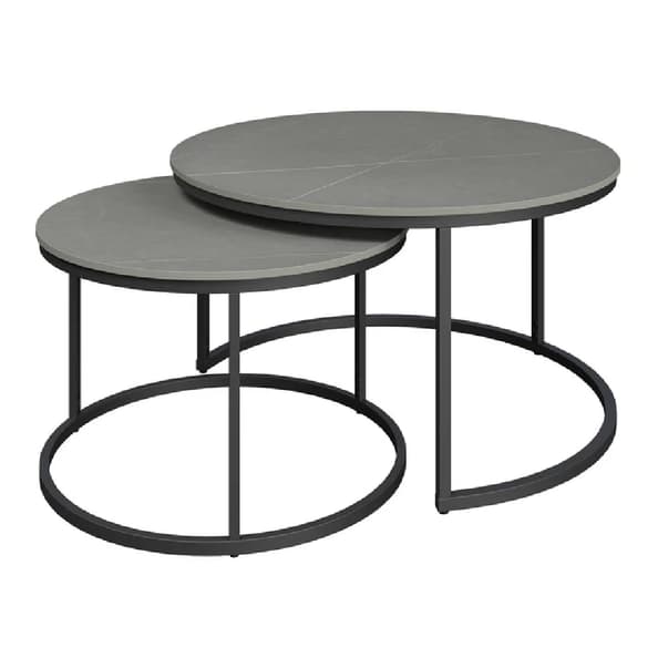 Zillah Ceramic Nesting Coffee Tables In Grey Marble Effect Furniture