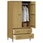 Adica Solid Wood Wardrobe 2 Doors In Brown With Metal Legs_3