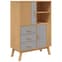 Matlock Wooden Highboard With 3 Drawers In Grey And Brown_2