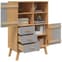Matlock Wooden Highboard With 3 Drawers In Grey And Brown_3