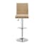 Ritz Faux Leather Bar Stool In Taupe And White With Chrome Base_2