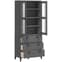Widnes Wooden Display Cabinet With 3 Drawers In Anthracite Grey_3