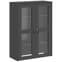 Widnes Wooden Display Cabinet With 3 Drawers In Anthracite Grey_7