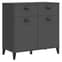 Widnes Wooden Display Cabinet With 3 Drawers In Anthracite Grey_8