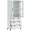 Widnes Wooden Display Cabinet With 3 Drawers In White_3