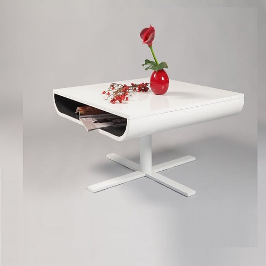 Read more about Mia wooden coffee table in white with shelf