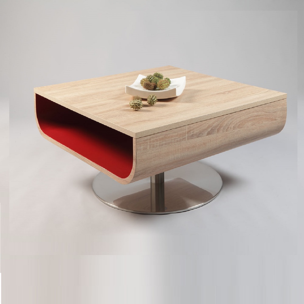 Lea Wooden Coffee Table In Sanoma Oak With Shelf