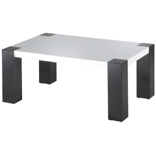 Product photograph of Antonio White High Gloss Coffee Table With High Gloss Black Legs from Furniture in Fashion