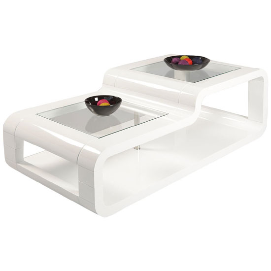 Julian White High Gloss Coffee Table With Clear Glass 21951