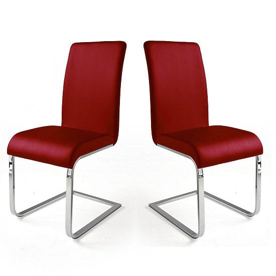 Lotte I Red Faux Leather Dining Chair In A Pair Furniture in Fashion