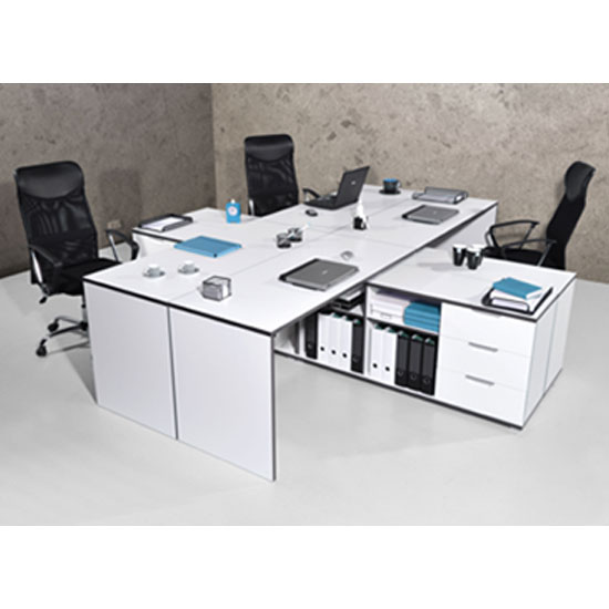 Arctic Home Office Corner Computer Desk In White