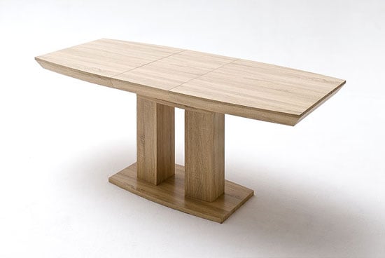 Napoli Extending Dining Table In Rough Sawn Oak With Wooden Base