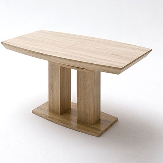 View Napoli extending dining table in rough sawn oak with wooden base