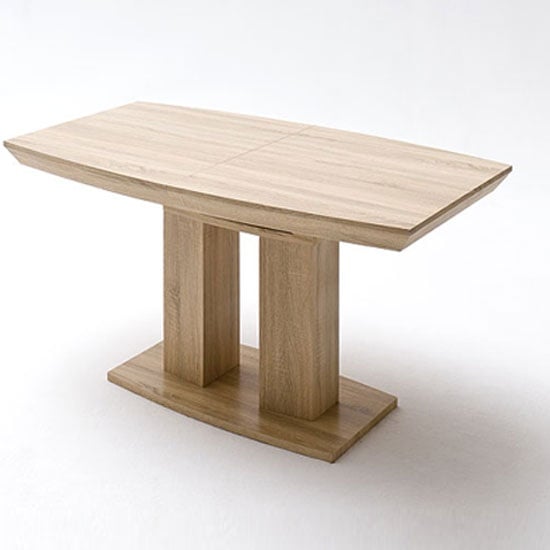 Read more about Napoli extending dining table in rough sawn oak with wooden base