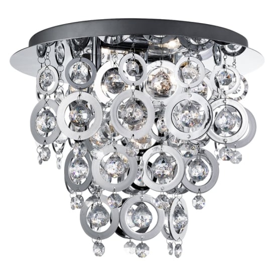 Nova Chrome 3 Light Fitting With Chrome Rings And Clear Acrylic