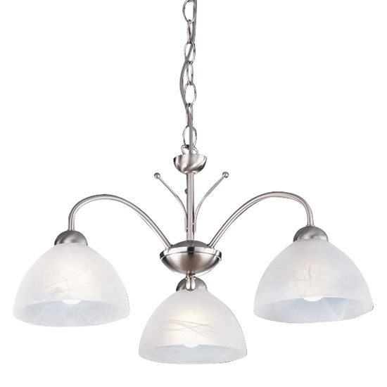 Photo of Milanese 3 arm satin silver ceiling light