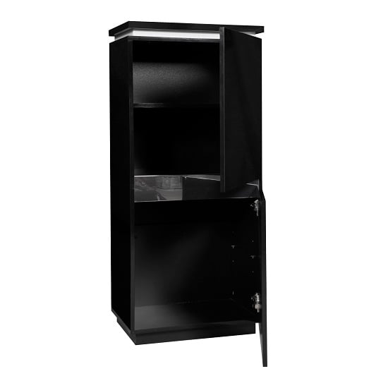 Elisa Sideboard Cupboard In Black Lacquer With Lights_2