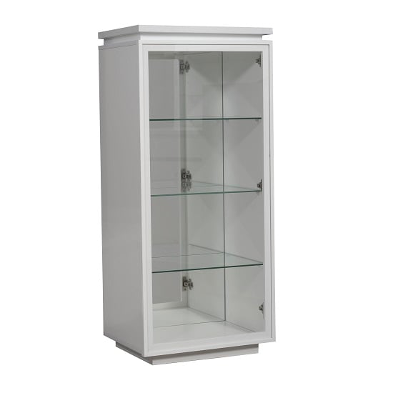 Elisa Display Cabinet In High Gloss White With 1 Glass Door_1