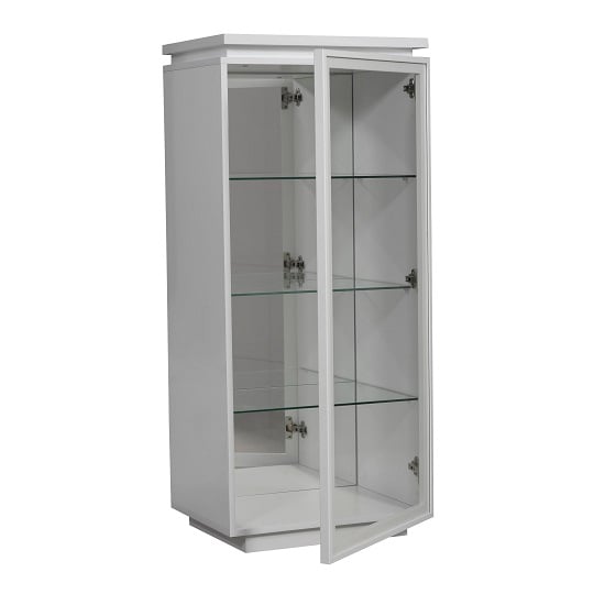 Elisa Display Cabinet In High Gloss White With 1 Glass Door_2