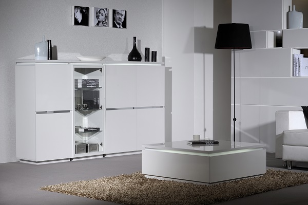 Elisa Display Cabinet In High Gloss White With 1 Glass Door_6