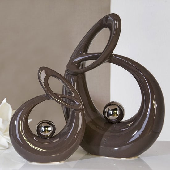 Read more about Life small sculpture in grey ceramic with silver ball