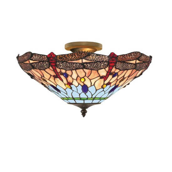 Photo of Dragonfly tiffany semi flush ceiling light